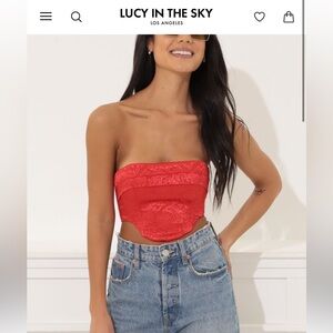 Lucy In The Sky - Red Coraline corset crop top - XS